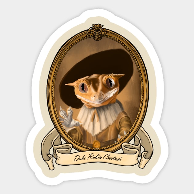 Renaissance Reptile - Duke Rubin Crestado (A Crested Gecko) Sticker by JMSArt